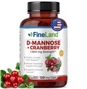 FineLand D-Mannose + Cranberry – 1600mg per Serving – 120 Vegan Capsules – Urinary Tract & Bladder Health Support – Non-GMO, Gluten-Free, Made in USA