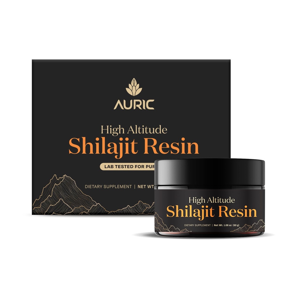 Auric Lab Certified Shilajit/Shilajeet Resin 30g |For Energy & Endurance | Real Brass spoon and Shilajit rock with every order