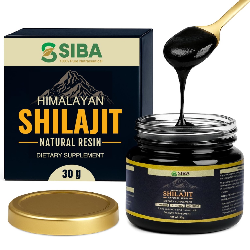 Siba Pure Himalayan Shilajit Resin for Men & Women - Triple Purified with 85+ Trace Minerals & 70% Fulvic Acid for Daily Use - Pure Shilajit for Natural Energy, Stamina & Nutrient Absorption - 250mg