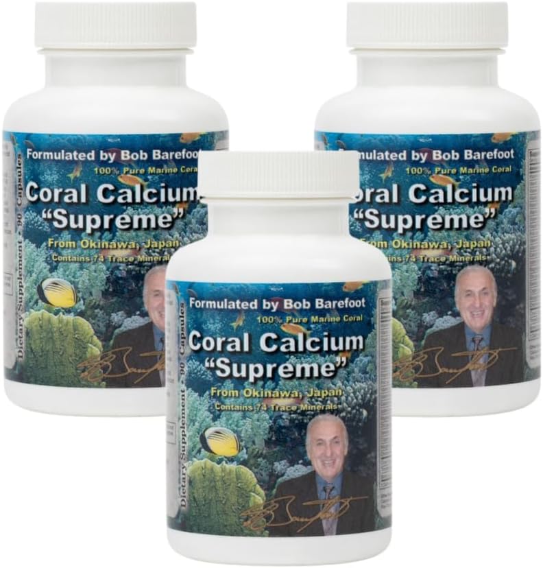 BOB'S BEST Coral Calcium Supreme I 100% Pure Marine Coral, 74 Trace Minerals, 1000 mg I 90 Capsules, Pack of 3
