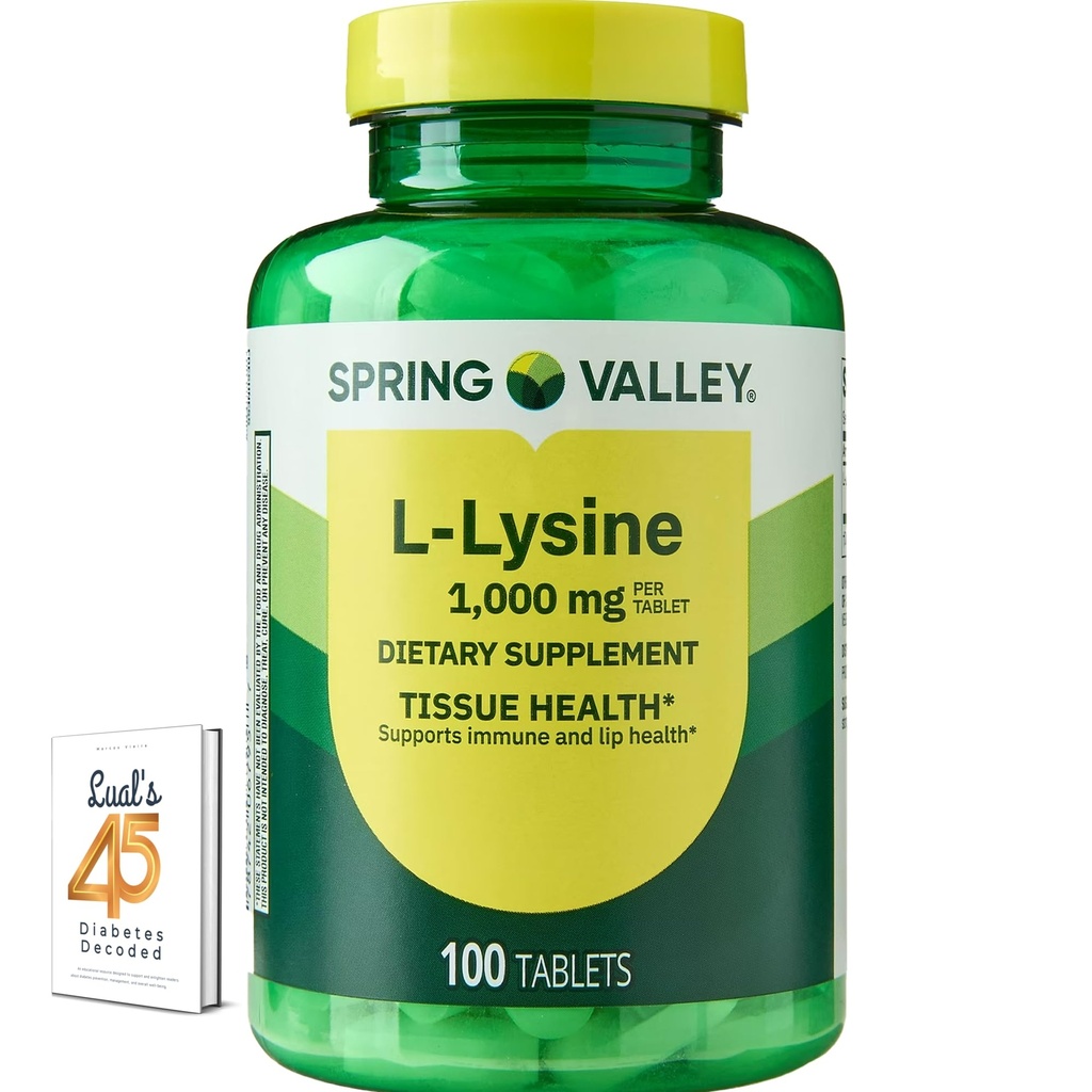 Spring Valley L-Lysine 1000mg Tablets, 100 Count | Essential Amino Acid Supplement for Daily Wellness + Luall’s Free Digital eBook