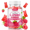 softbear L-Lysine Gummies for Adults & Kids, L Lysine 1000mg Chewable Lysine Supplement for Lips & Oral Health, Immune & Collagen Support, Vegan, Non GMO, Gluten-Free, Raspberry Flavor 60 Count