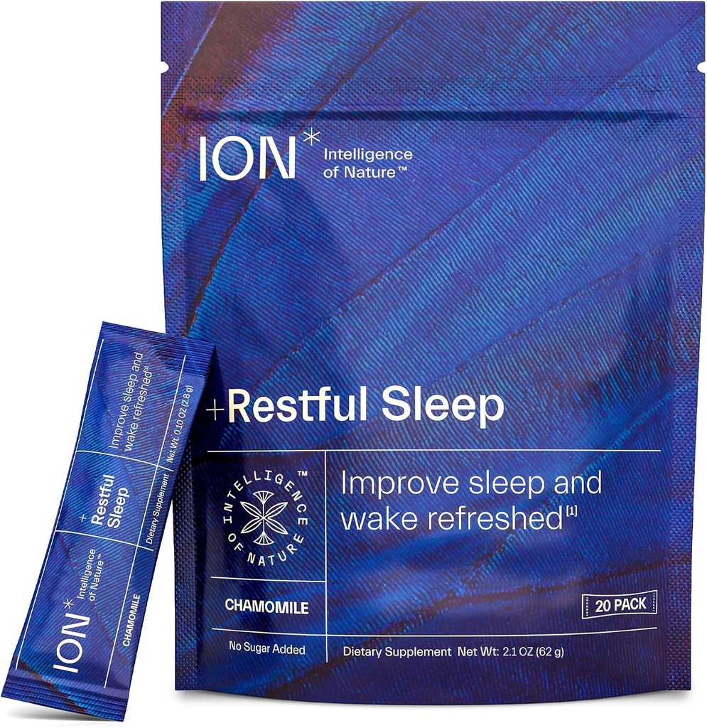 ION* Intelligence of Nature +Restful Sleep | Improve Sleep, Promote Relaxation, and Wake Refreshed | No Sugar Added | Vegan | Gluten Free | Glyphosate Residue Free | 20 Packets