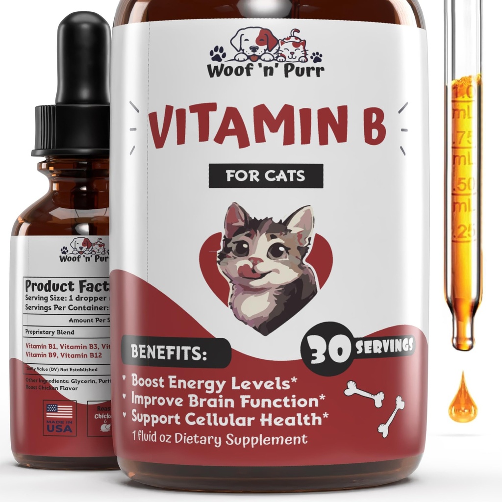 Vitamin B for Cats - B12 for Cats - Vitamin B12 for Cats - Cat Vitamins - Cat Vitamins and Supplements - Vitamins for Cats - Cat Appetite Stimulant - Appetite Stimulation for Cats - 1 fl oz