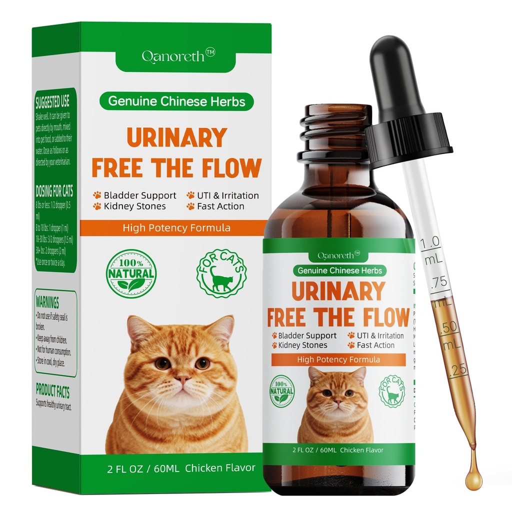 Cat Bladder Remedy for Stones & Crystals, Kidney StonesDissolver forCat- Urinary Free The Flow - Cat Urinary Tract Infection Treatment for Stones, Herbal CatUTI Remedy for Stone Relief & Prevention
