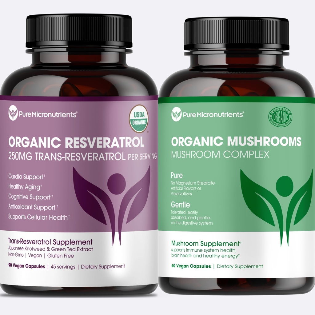 Organic Resveratrol + Mushroom Complex for Focus, Energy & Healthy Aging