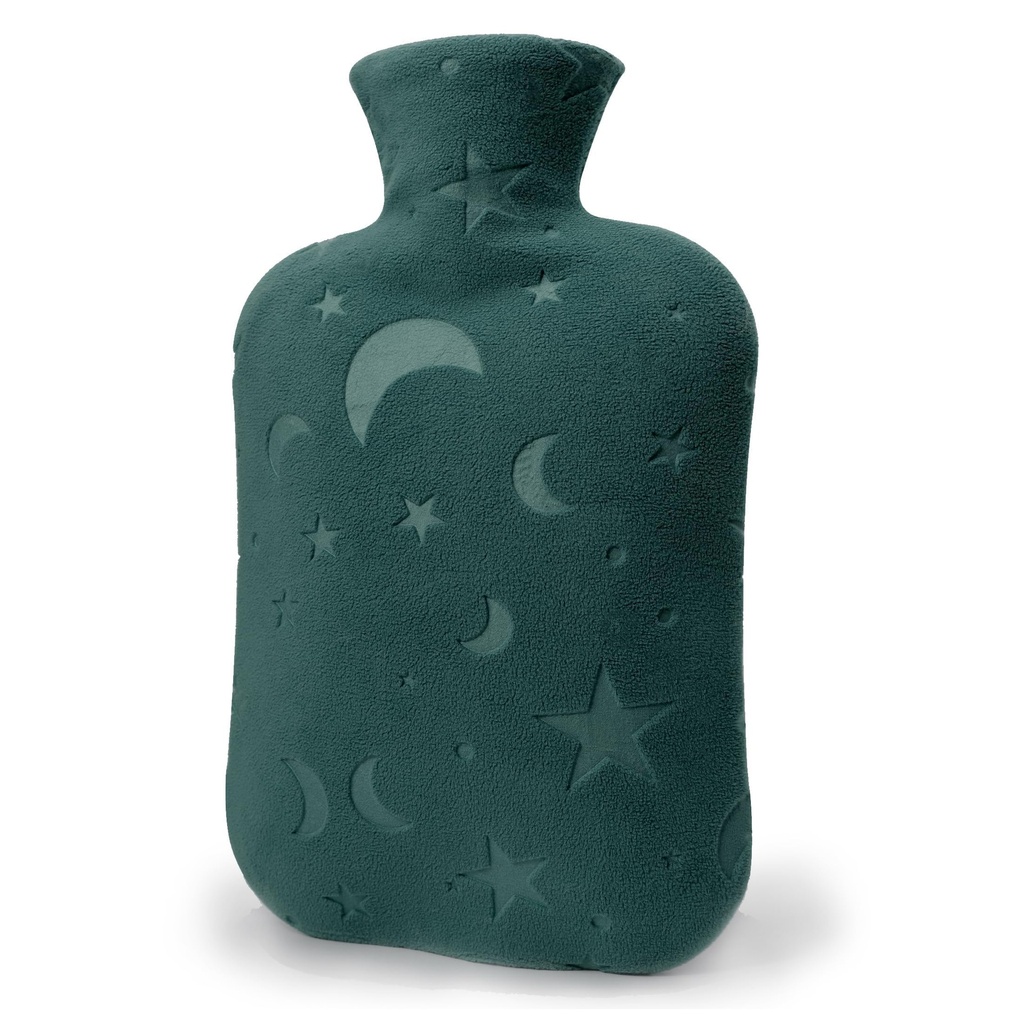 Hot Water Bottle with Soft Cover, 2L Hot Water Bag for Menstrual Cramps, Neck and Shoulder Pain Relief, Hot and Cold Therapies, Hand Feet Warmer, Green
