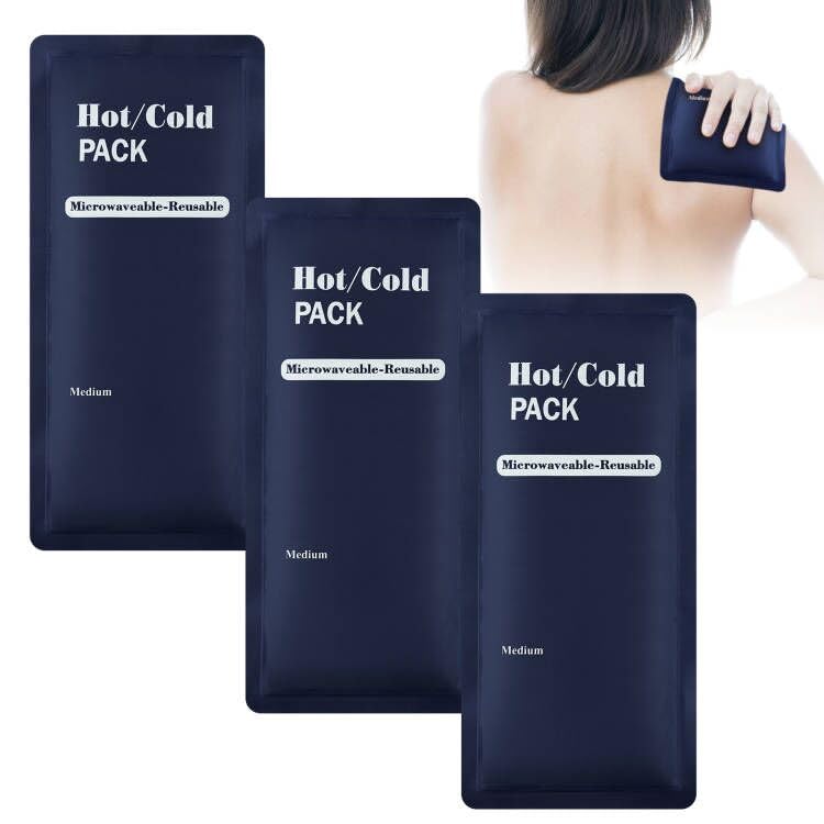 Gel Ice Packs Reusable 3PCS Hot and Cold Packs for Injuries, Soft Flexible Ice Pack for Pain Relief, Swelling, Recovery, Cold Compress for Back, Knee, Shoulder, Ankle, Hip, Neck, Toothache, Sprains