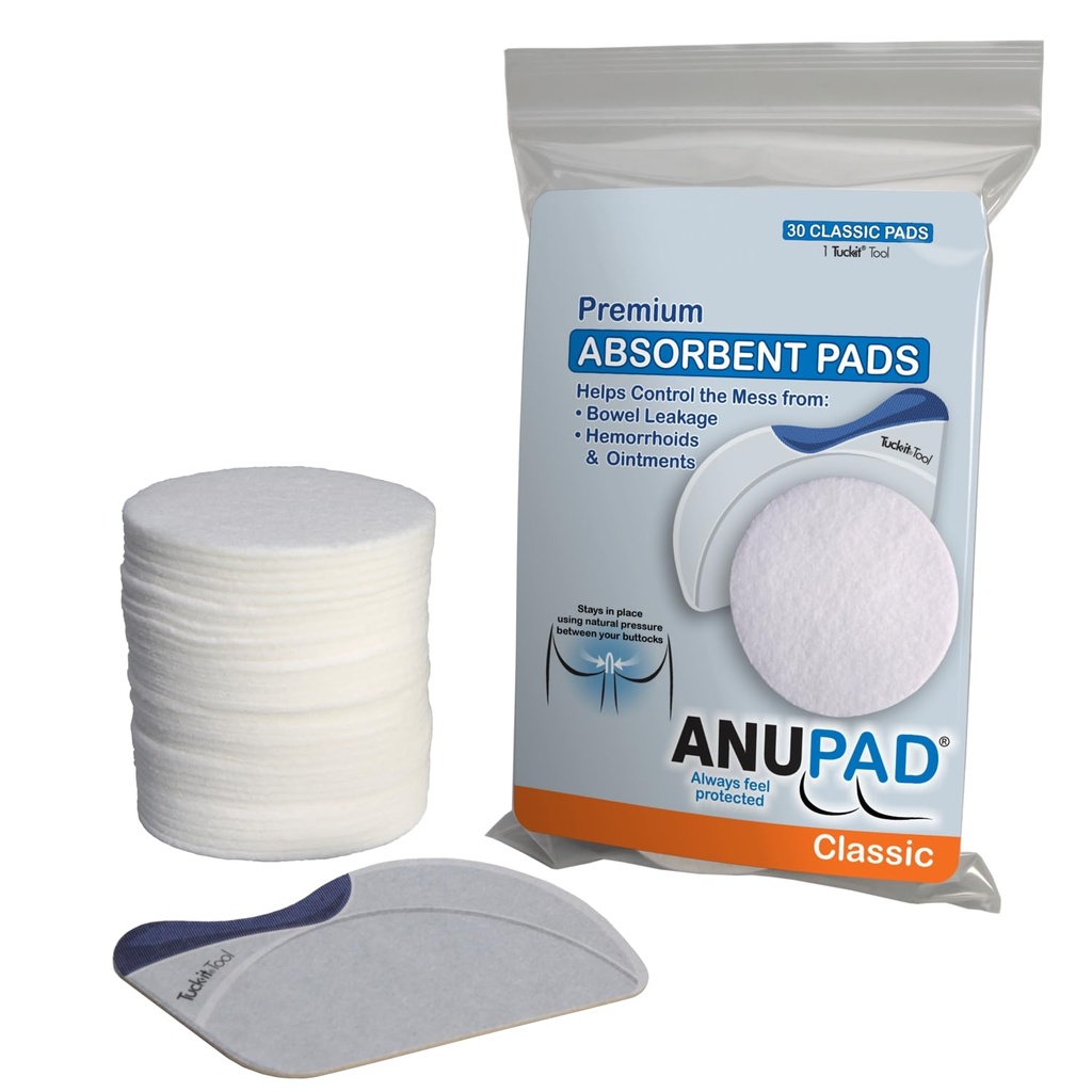 Butts are Messy - Control The Mess Premium Absorbent Pads. Confidently Handle Bowel Leakage, Bleeding Hemorrhoids, and The Mess Hemorrhoid Ointments Make.