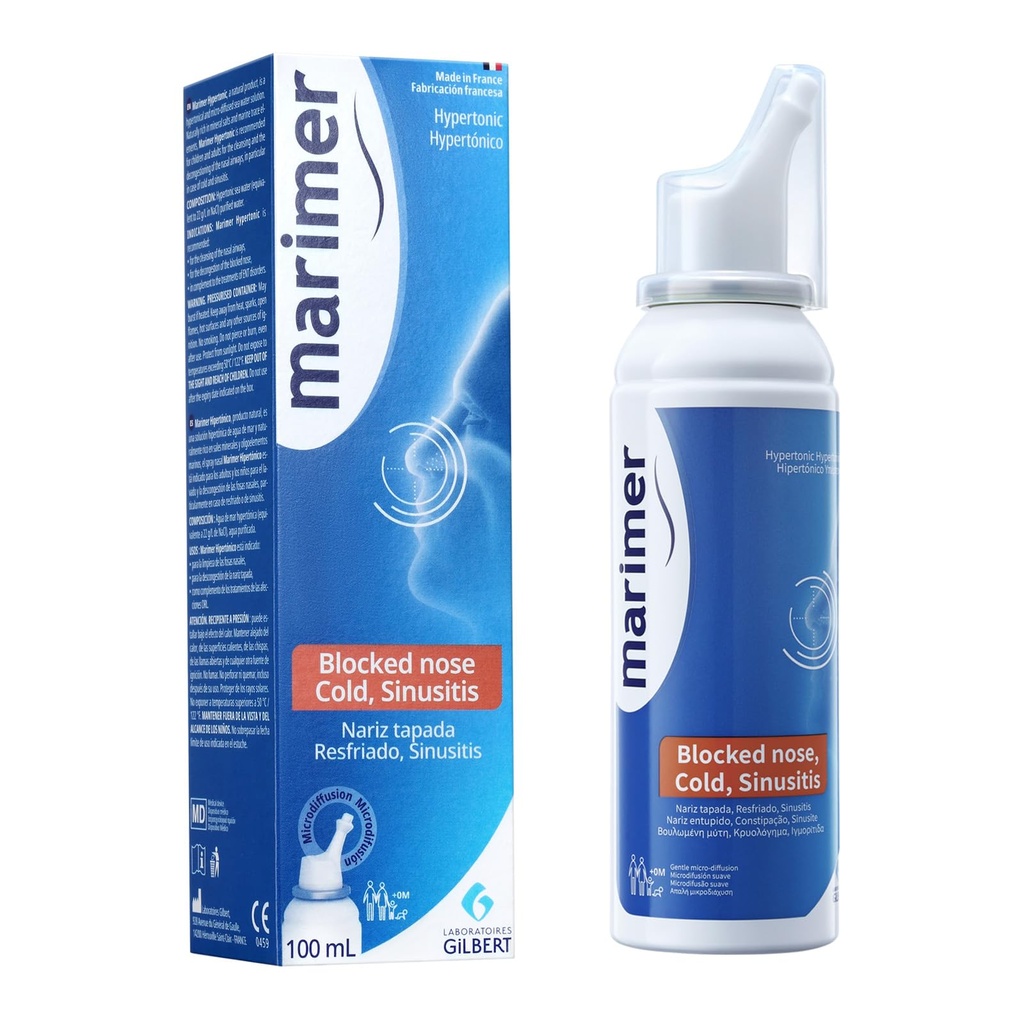 Hypertonic Saline Nasal Spray, 2.2% Seawater for Congested Noses, 3.38oz