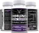 OX Nutrition 10 in 1 Elderberry, Vitamin C, Zinc, Vitamin E, Vitamin B6, Echinacea, Garlic, Turmeric, L-Glutamine HCL & Lactobacillus Probiotics & Antioxidants for Immune Defense 1 Month Supply