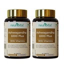 Neuherbs Ashwagandha 1000mg Tablets For Men & Women | Manage Anxiety & Stress Relief | Ashwagandha Supplements With Vitamin B6, B9, B12 & E To Boost Energy, Immunity & Strength - 60 Tablets (Pack of 2)