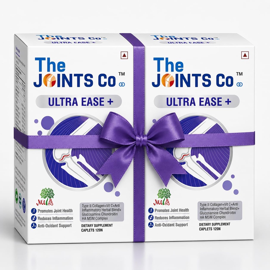 The Joints Co Ultra Ease Plus with Type II Collagen, Glucosamine Chondroitin MSM HA Complex & Herbal Blend for Joints, Bones & Cartilage Wellness - Pack of 120 Tablet (Pack of 2)