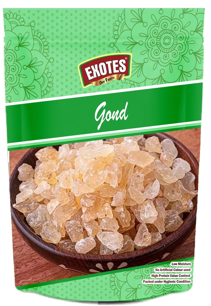 Exotes Gond Katira 200 Grams | Tragacanth Gum Crystals | Kathila Gum | High Cooling Properties | 100% Natural | Badam Gond for Smoothies & Falooda Summer Drinks 200 Grams