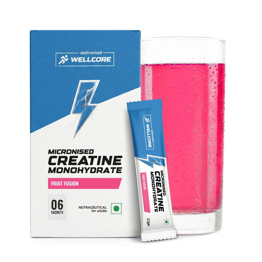 Wellcore Pure Micronised Creatine Powder (6 Sachet, Fruit Fusion)