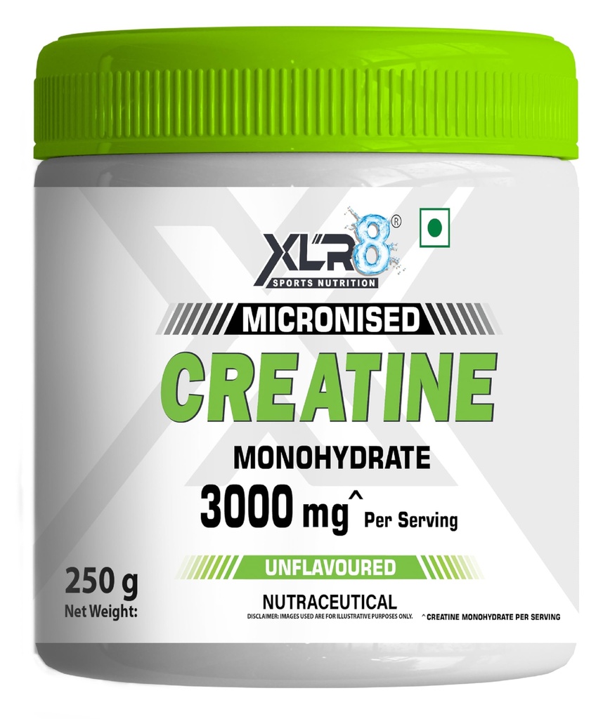 XLR8 Creatine Monohydrate Powder Micronized | Unflavoured, 250g | Pre & Post Workout Supplement for Men & Women | Supports Muscle Growth & Energy