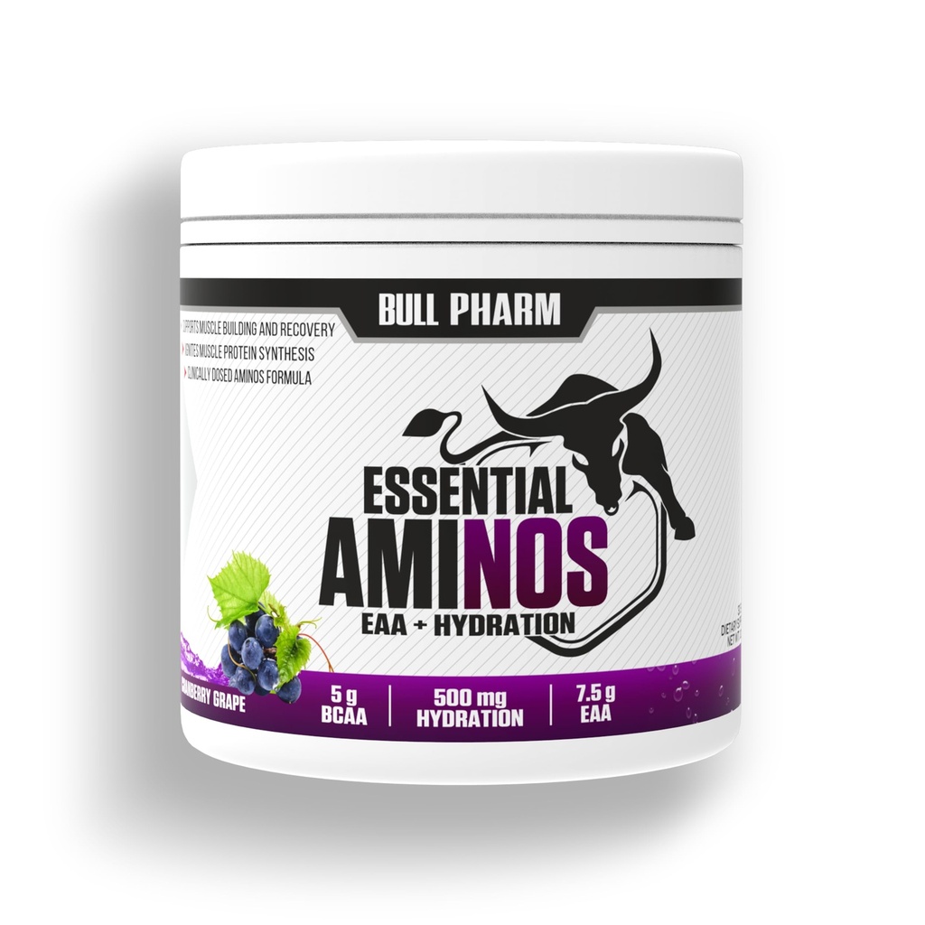 ESSENTIAL AMINOS | HYDRATION | Vegan BCAA,L-Leucine,L-Iso Leucine,L-Valine,Coconut Water Powder | Lean Muscle Building I Recovery I FSSAI Approved (Cranberry Grape)