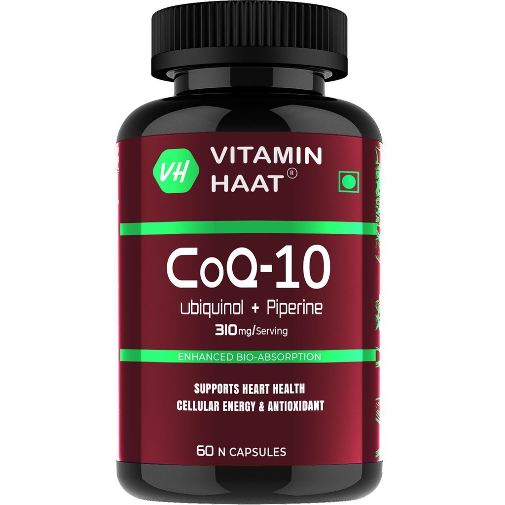 CoQ10 Supplement (Coenzyme Q10) Ubiquinol with Piperine | Antioxidants and Heart Health Supplements | CoQ10 300 mg 60 Capsules by VitaminHaat
