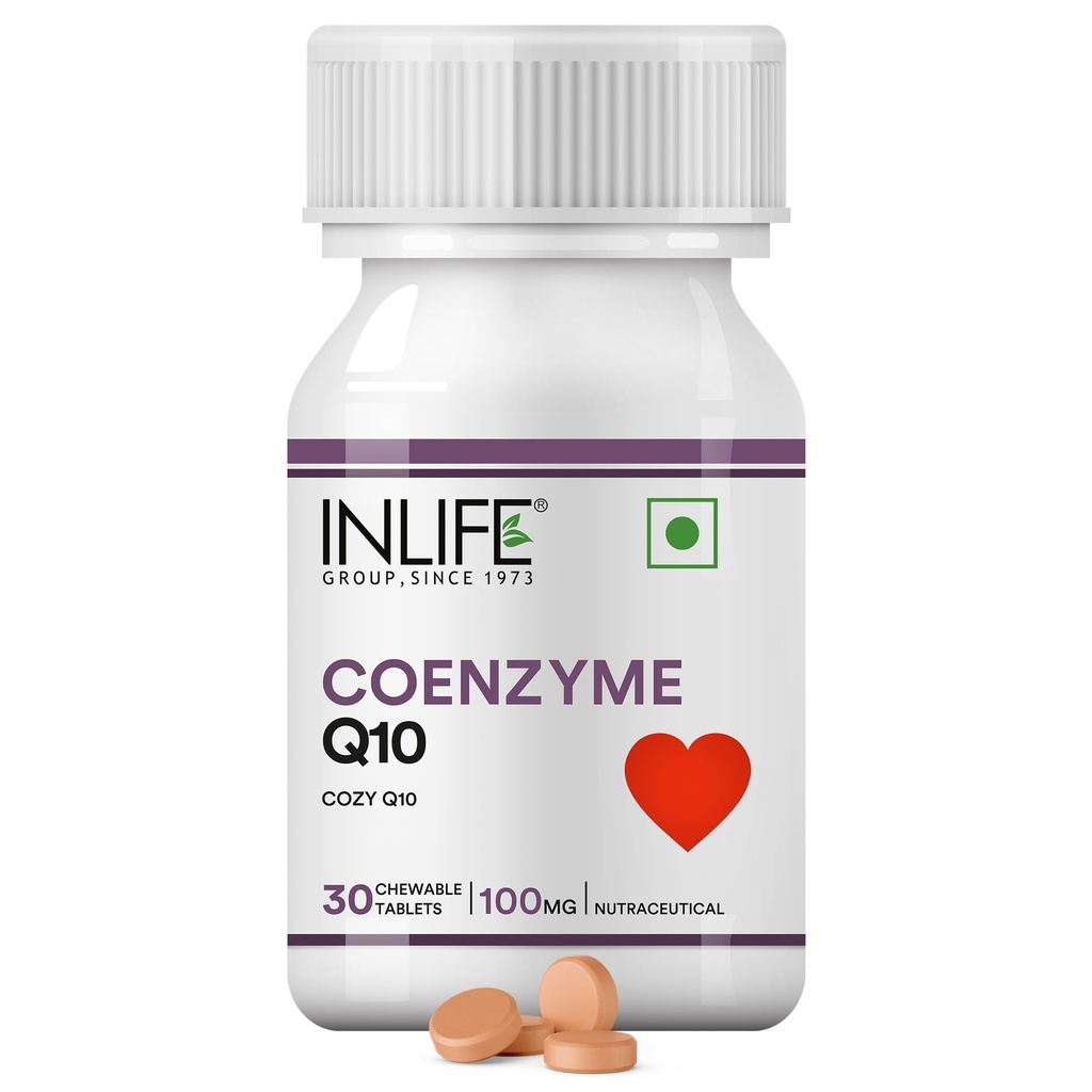 INLIFE Coenzyme Q10 CoQ10 Supplement 100mg Ubiquinone, 30 Chewable Tablets