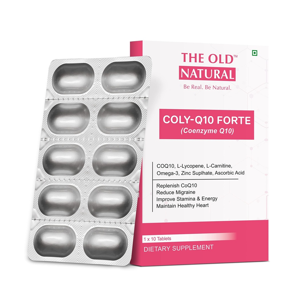 Colyq10 Forte COQ10 Tablets I Coenzyme Q10 With L-Lycopene, Carnitine, Omega-3, Zinc Suplhate, Ascorbic Acid (10 Tablets * 1 Strips)