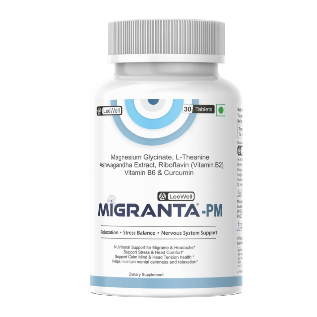 PM (LeeWell) Migraine & Headache Support Supplements, 30 Tablets