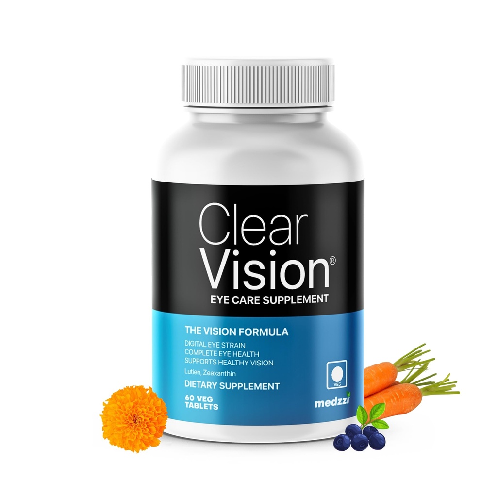 Clear Vision Eye Care Tablets | Lutein, Zeaxanthin, Bilberry & Astaxanthin | Eye Health Supplement for Digital Eye Strain, Dry Eyes & Blue Light Protection | Daily Eye Multivitamin (Combo Pack)