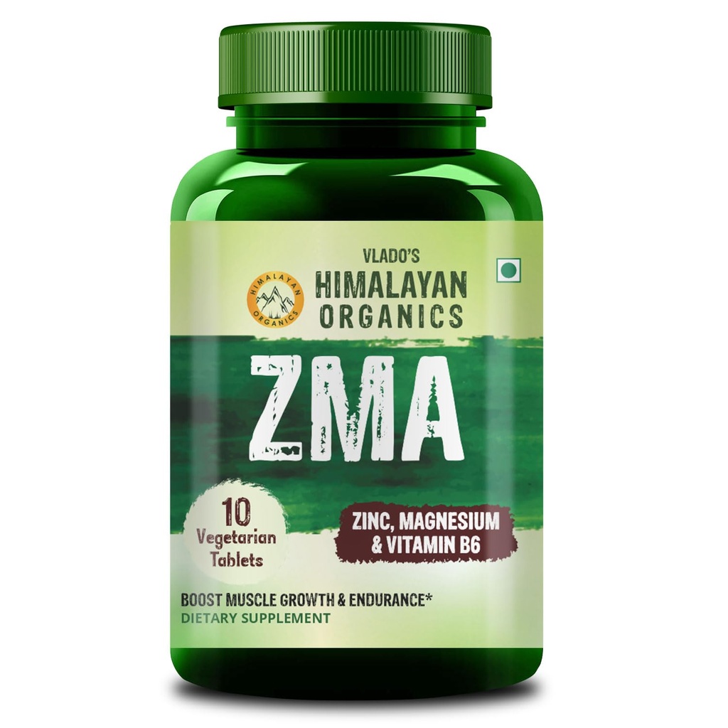 Vlado’s Himalayan Organics ZMA (Zinc Magnesium Aspartate & Vitamin B6) For Men And Women -10 Veg Tablets