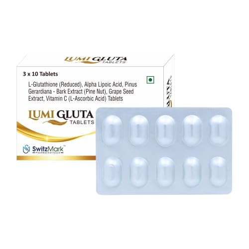 Lumi Gluta Tablets | Glutathione, Alpha Lipoic Acid & Vitamin C Supplement | Skin Brightening & Antioxidant Support Tablets