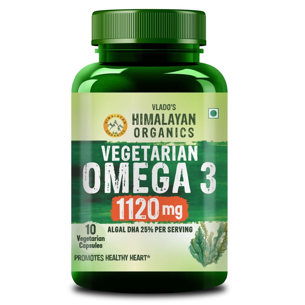 Vlado's Himalayan Organics Vegan Omega 3-1120 MG Supplement - 10 Veg Capsules