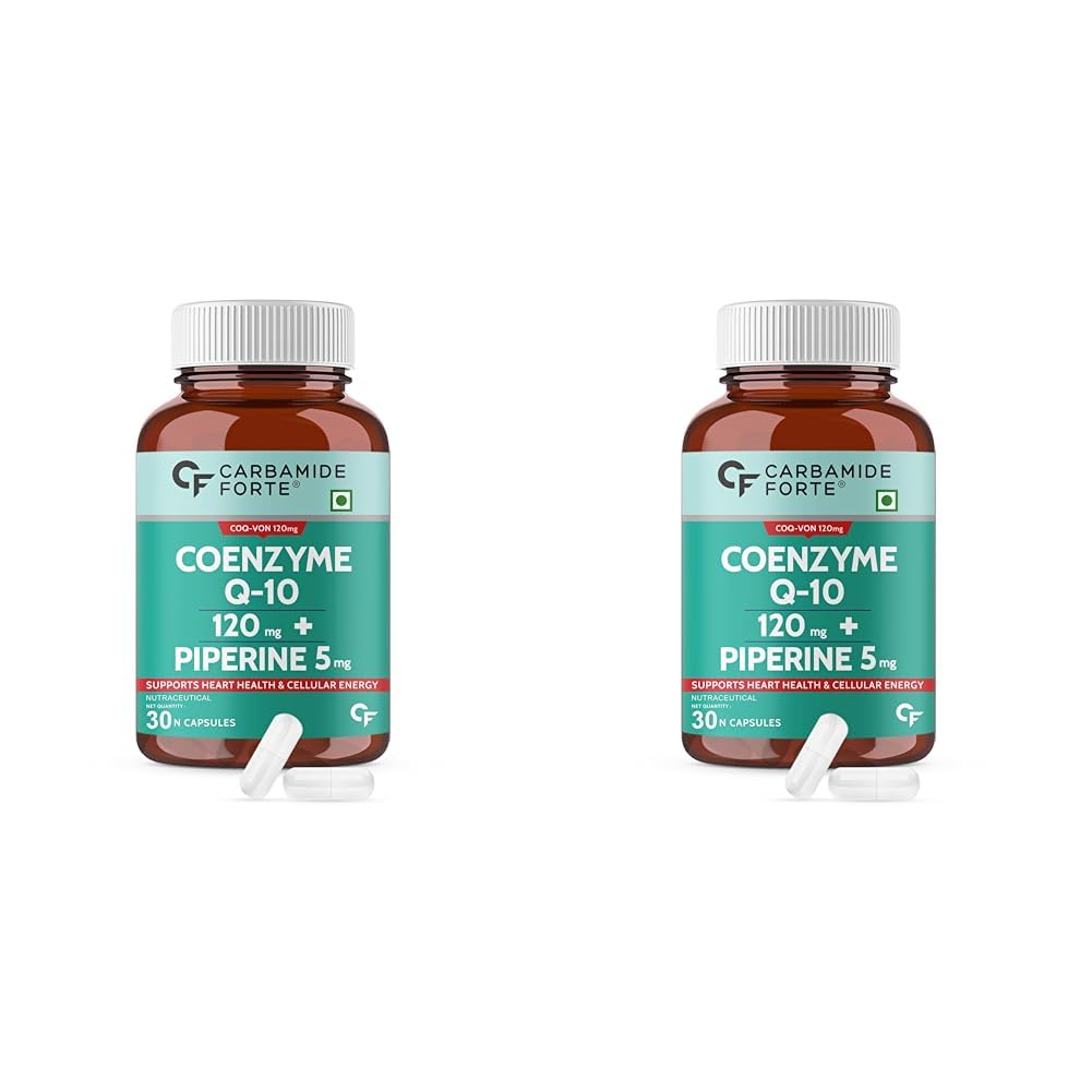 Carbamide Forte Coq10 Coenzyme Q10-120Mg Capsule With Piperine 5Mg Supplement 30 Veg Capsules (Pack Of 2), 60 Capsule