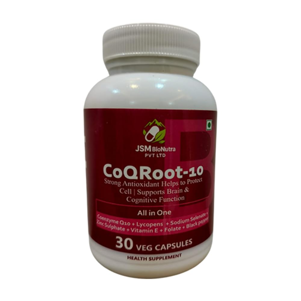 COQROOT-10 Strong Antioxidant Helps to Protect cell | Power Capsule | Dietary Supplement | Brain and Heart health Cognitive Function | Pure Ayurvedic Formula | 30 Count Pack | For Energy & Immunity | For Body Building| For Strong Muscles | Non Addactive Formula| Safe and No Side effect Ayurvedic Product| Sex Capsules for Men | Support Erectile Disfuction | COQ10|COENZYME Q10| Lycopene 5%-120mg) |Zinc Sulphate 17mg| Black Paper Extract 1.5 mg|