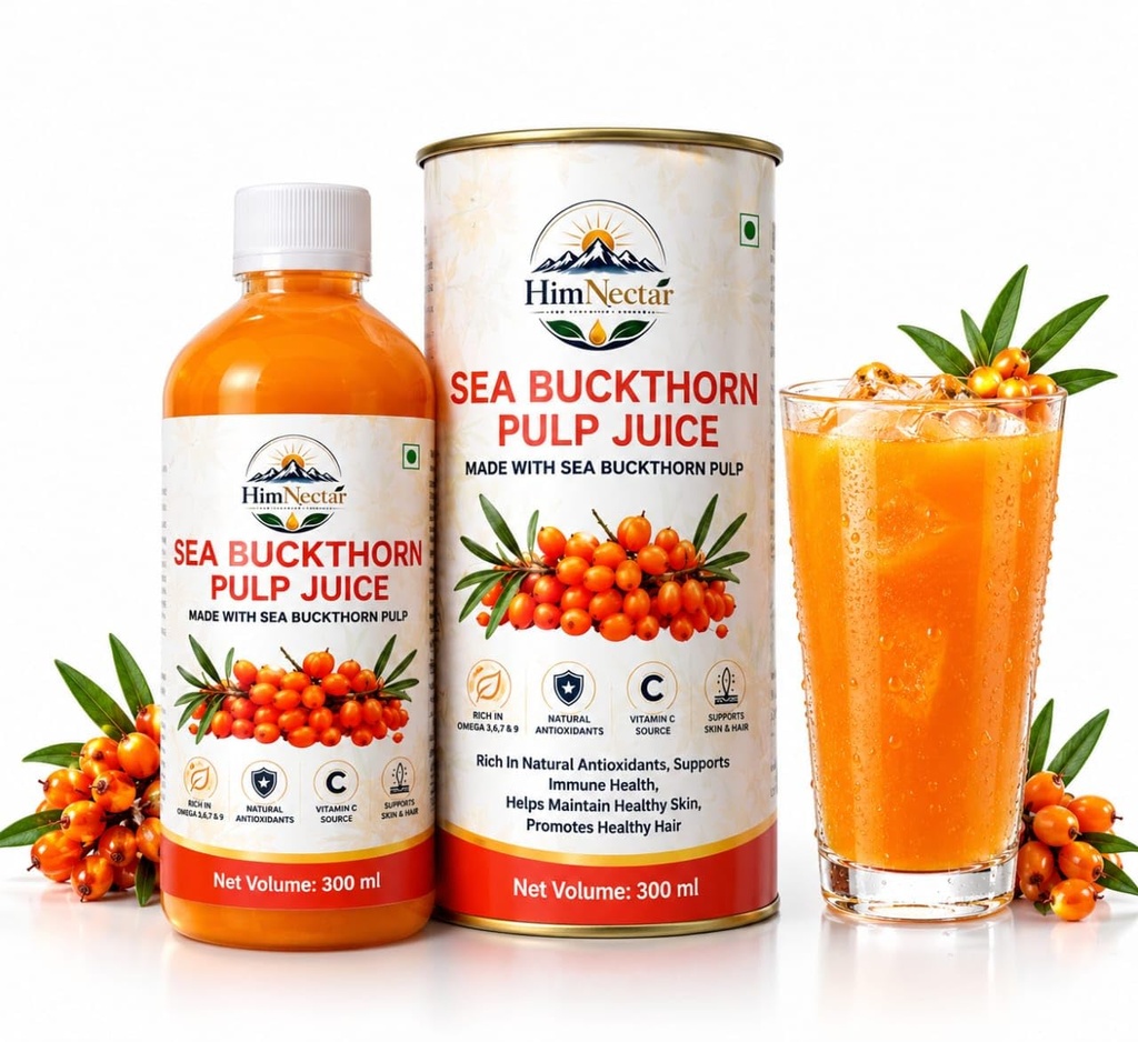 ||HimNectar|| Himalayan Sea Buckthorn Pulp Concentrate 300ml | Cold-Pressed | Makes 50 Glasses | Natural Vitamin C, Omega 3 6 7 9, Antioxidants | Immunity, Skin Glow & Gut Health Support | Juice Seabuckthorn