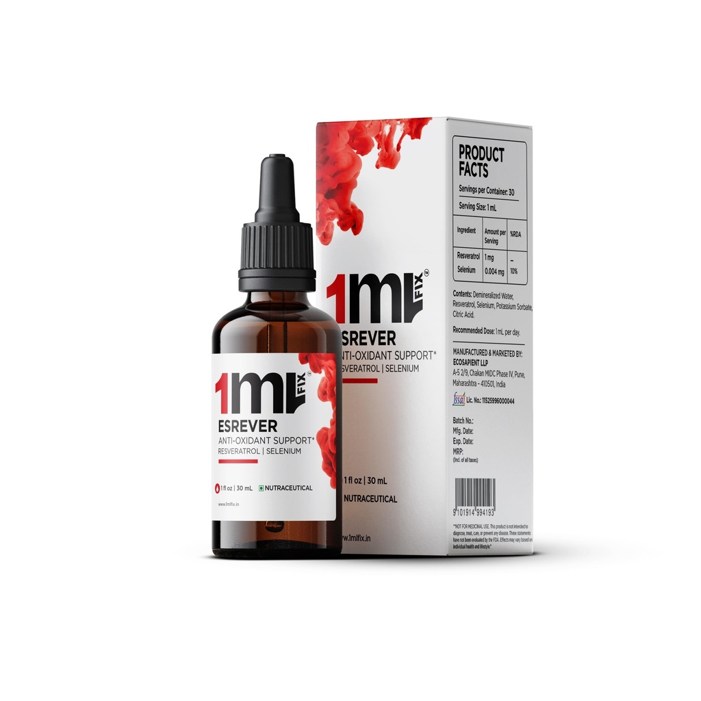 ESREVER Resveratrol- 30ML | 1ML/Serving | 30 Servings | ANTI-OXIDANT SUPPORT* | Contains Selenium |