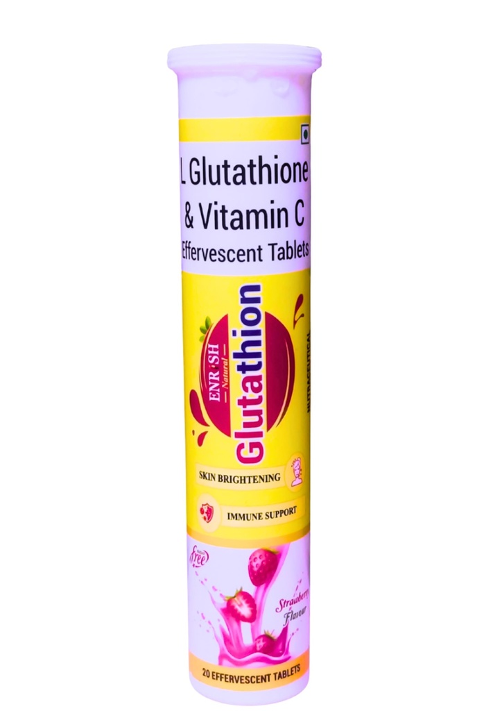 L-Glutathione Effervescent Tablets | 500mg | Skin Brightening & Antioxidant Support | Fast Absorption | Sugar-Free | 20 Tablets | For Clear, Even-Toned & Glowing Skin