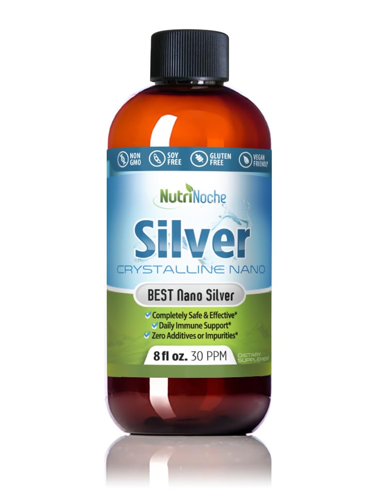 NutriNoche Colloidal Silver Liquid - Premium Silver for Immune Support - Organic Plata Coloidal para Tomar - 99.99% Ultra Pure Nano Particles for Optimal Absorption - 30 ppm 8 oz