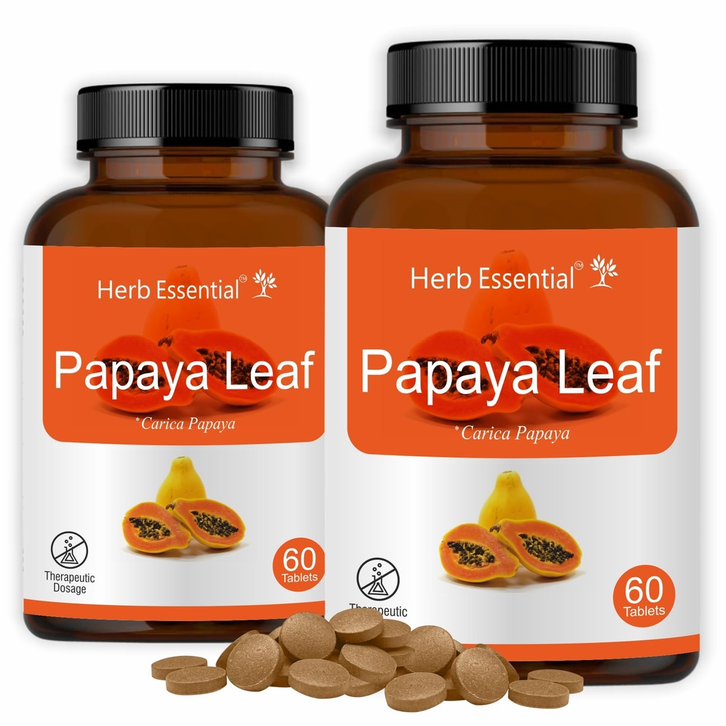 Herb Essential Carica Papaya Leaf Extract 500Mg, 60 Count (Pack of 2)