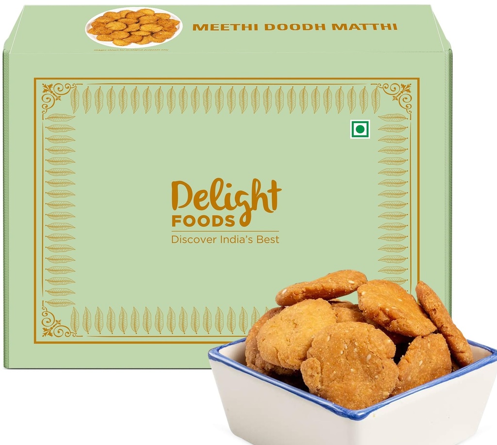 Delight Foods Doodh Milk Maththi 300g – Premium Milk Mathri Snacks | Crispy Ready-to-Eat Evening Tea Time Snack | Traditional Indian Sweet Mathi | Wholesome, Crisp & Hygienically Packed