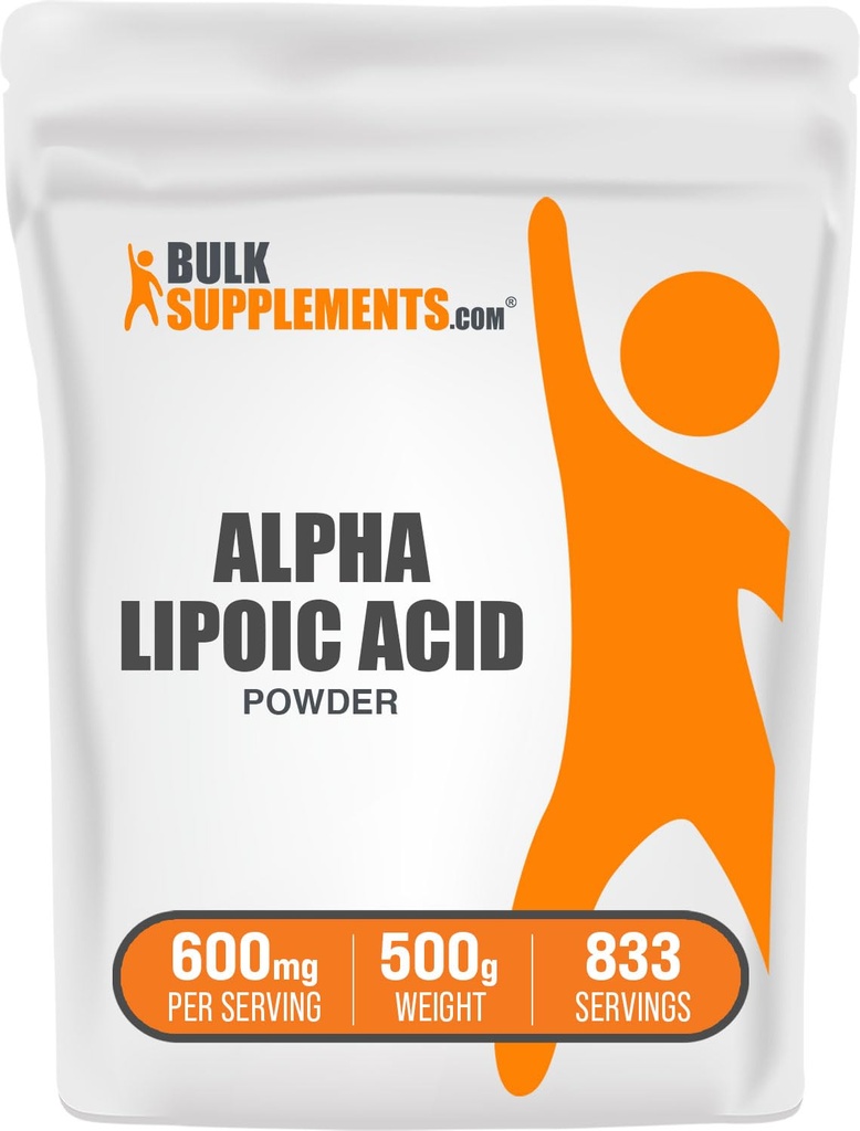BulkSupplements.com Alpha Lipoic Acid Powder - ALA Supplement, Antioxidant Supplement - Gluten Free, 600mg per Serving, 500g (1.1 lbs) (Pack of 1)