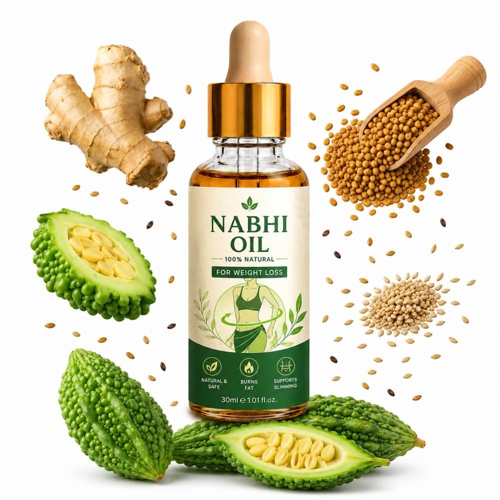 Nabhi Oil Ayurvedic for Weight Loss | Belly Button Oil for Burn Fat,Reduces Cravings Naturally, Boosts Metabolism & Body Detox | Weight Loss for Women and Men | 30 ml