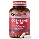 Carbamide Forte Coenzyme Q10 | CoQ10 Supplement 200mg with Selenium 40mcg | Coq10 Ubiquinol Supports Heart Function, Energy Production & Skin Health | 100% Vegetarian – 30 Capsules