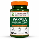 Pure Nutrition Papaya Leaf & Fruit Extract Tablets | Papaya Supplements With Vitamin C & Iron for Platelet Count, Dengue Relief, Immunity Boost & Better Digestion - 60 Veg Tablets