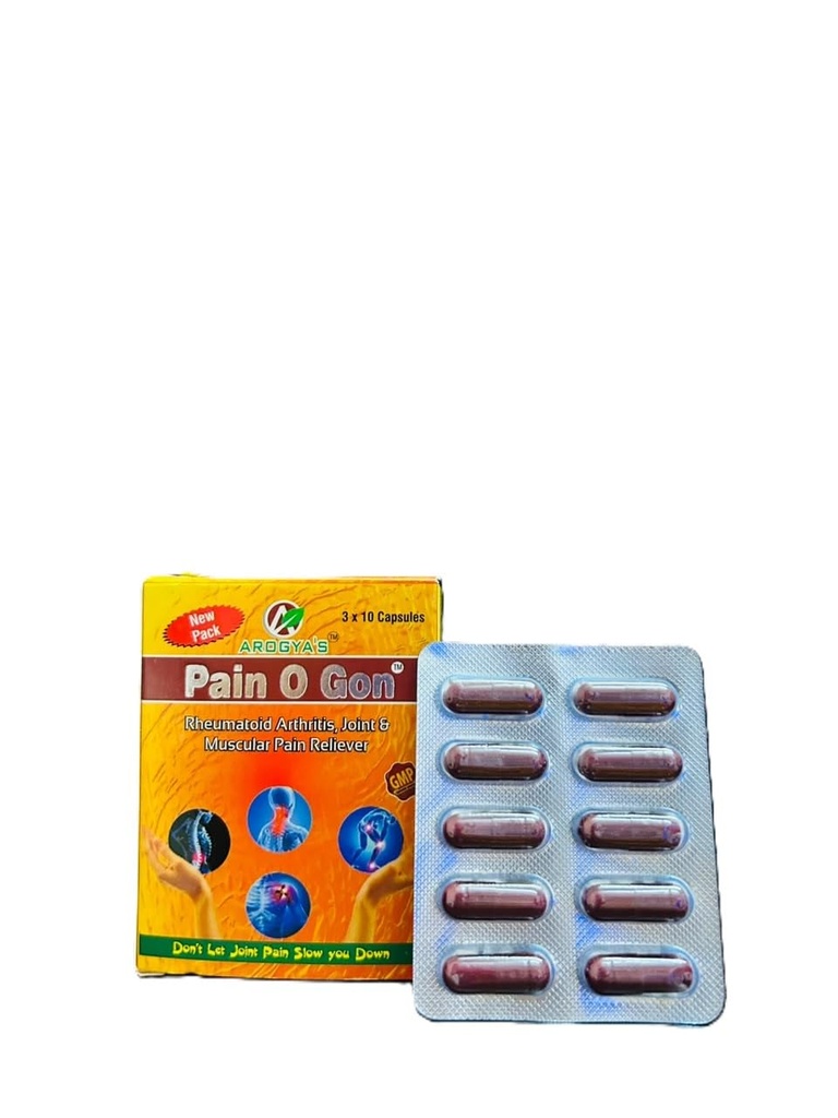 Ardogyas Pain O Gon 30 Capsules (3 Strips x 10 Capsules) Ayurvedic Capsules with Ashwagandha, Giloy, Yograj Guggul & Mahayograj Guggul Herbal Joint & Mobility Support