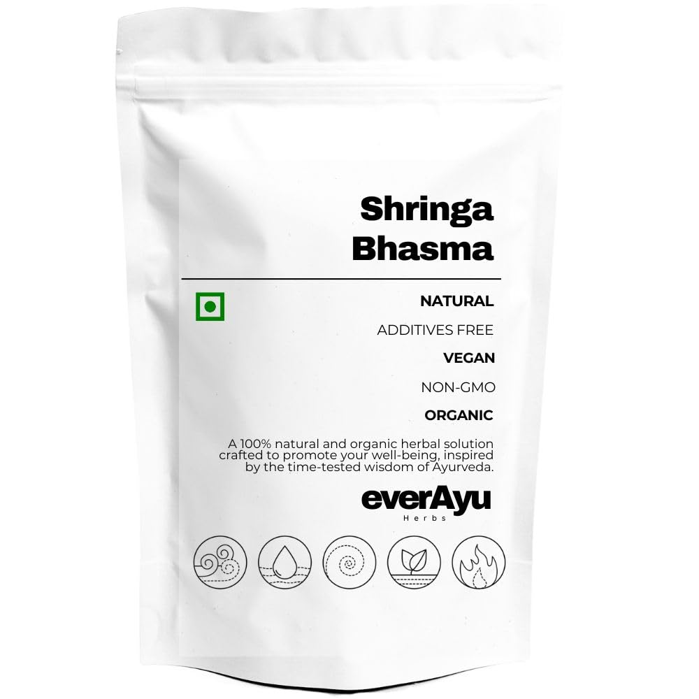 Shringa Bhasma Powder – Shrung/Ayurvedic Calcined Horn Ash | Traditional Ayurvedic Mineral Preparation | Finely Processed Shringa Bhasma | 100gm Powder