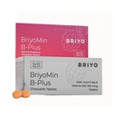 Briyomin B Plus: Folic Acid & Vitamin B12 Tablets - Supports Red Blood Cells, DNA Synthesis, and Nervous System Health - Natural Raspberry Flavored B9 & B12 Chewable Tablets (Pack of 50)