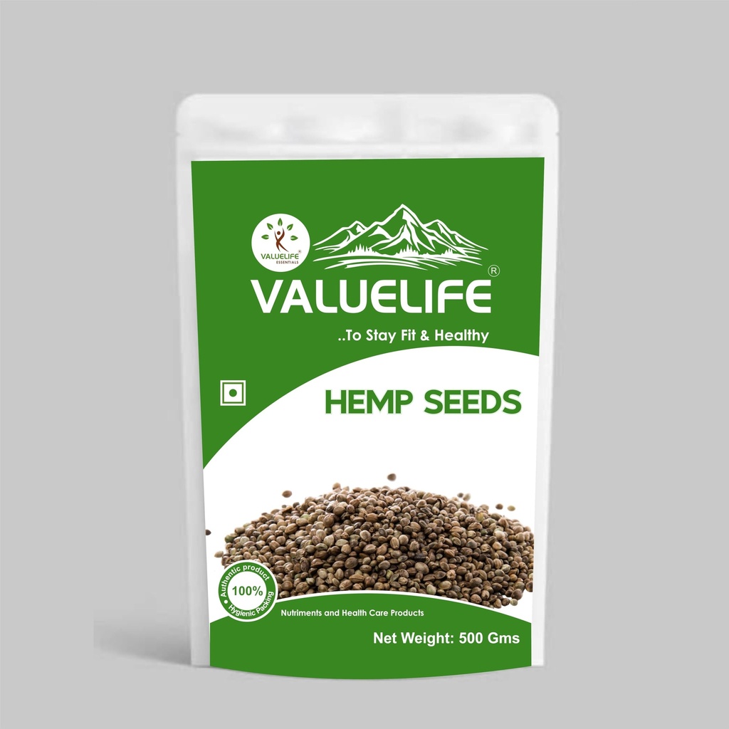 VALUE LIFE Organic Hemp Seeds – Raw Shelled Hemp Hearts | High Protein, Omega 3 & 6 Superfood | Vegan, Gluten-Free | Healthy Snack & Smoothie Booster - 500G