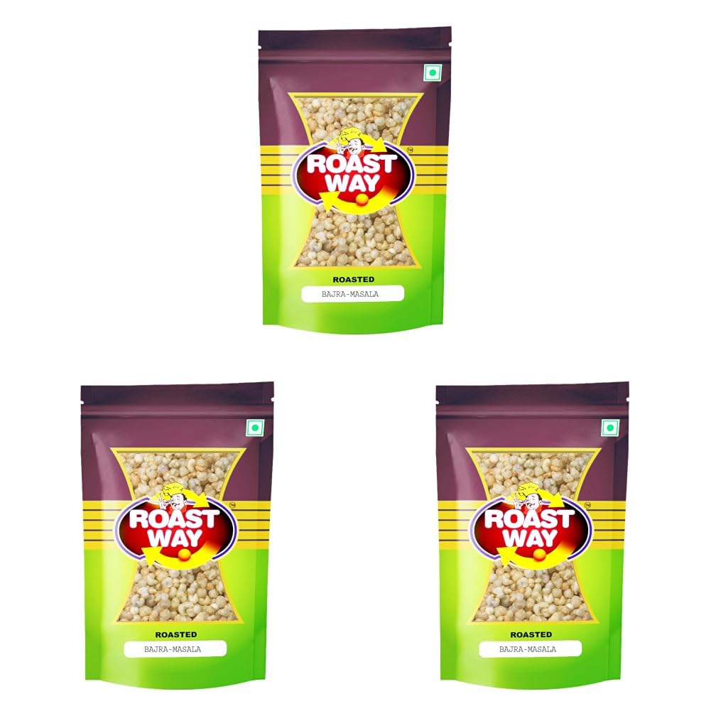 Roastway Foods Roasted Bajra Masala Healthy Snacks and Namkeens (400 g) (Pack of 3)