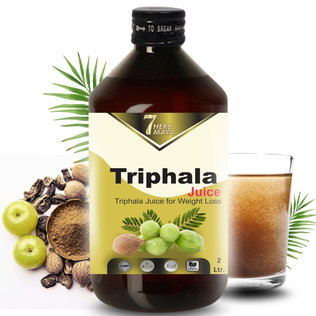 7Herbmaya Triphala Juice | | Cold-Pressed Amla, Baheda & Harad | No Added Sugar (2 Litre)
