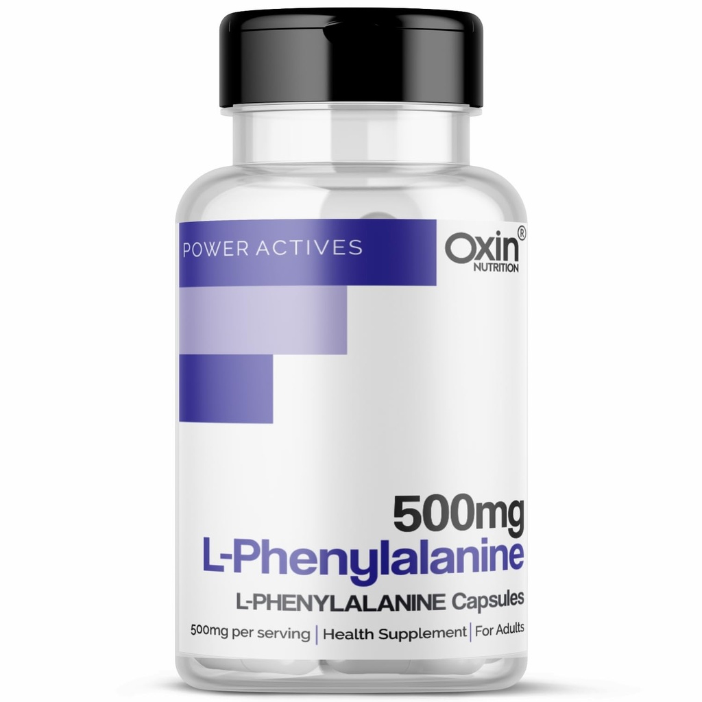 Oxin Nutrition L-Phenylalanine 500 mg Supplement | Amino Acid Support for Focus, Mood & Nervous System 60 Veg Capsules