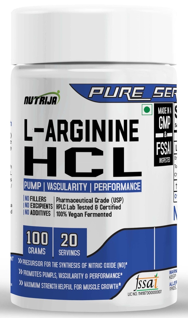 NutriJa L-Arginine HCL Powder - Highest Bioavailability form of L-Arginine | Maximum Strength, Nitric Oxide Precursor (Pineapple, 100Grams)