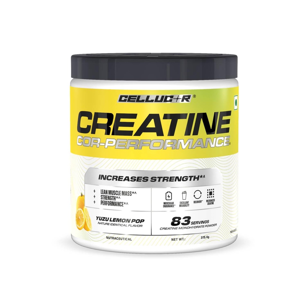 Cellucor Creatine Cor-Performance| Yuzu Lemon Pop | 315g | 83 serves| From the Makers of C4 | Micronized for Rapid absorption | Increases Muscle Strength & Performance